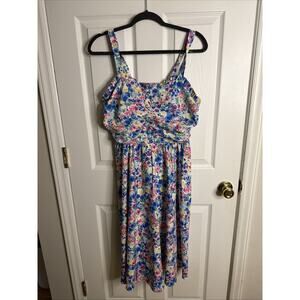 Belle Poque Floral Midi Sundress Size Large Sleeveless Fit & Flare